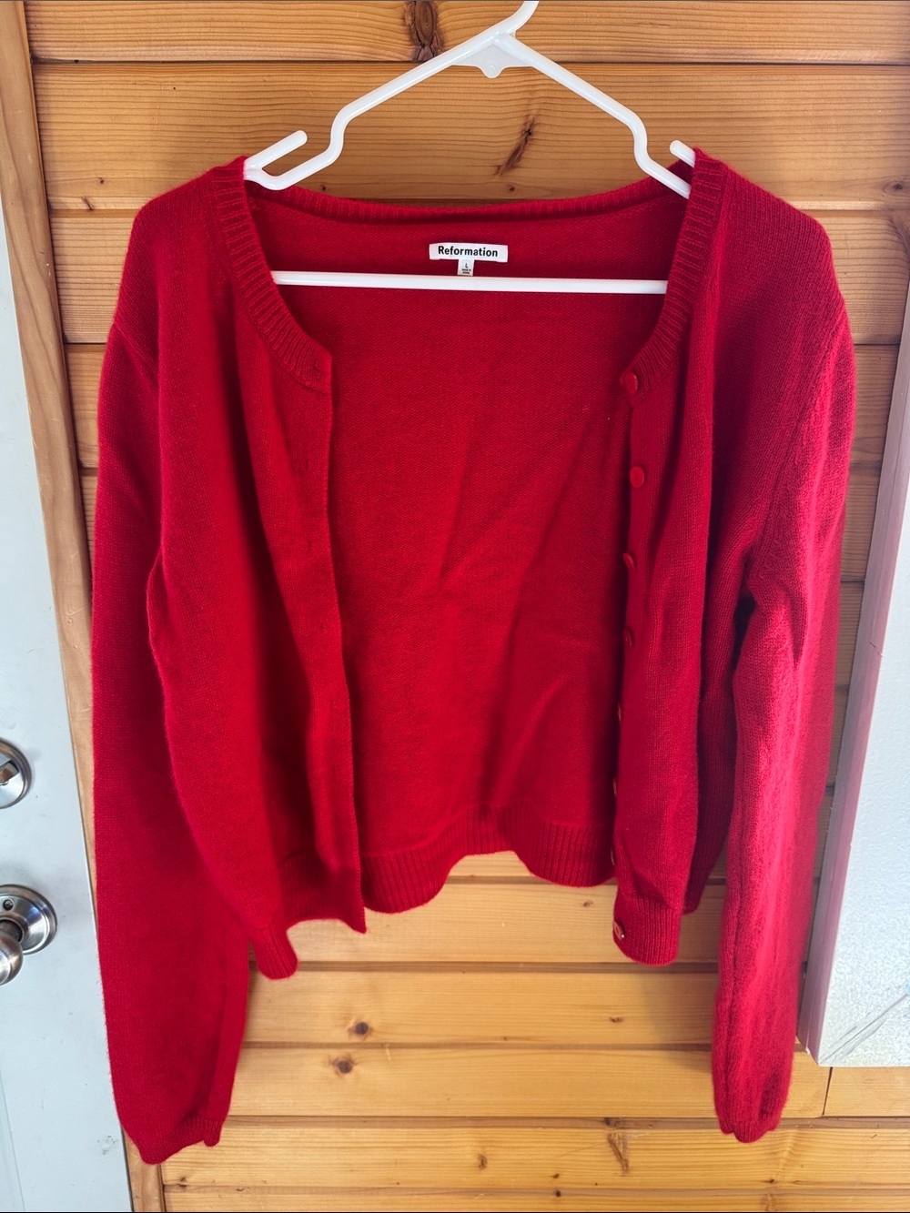 Reformation Vibrant Red Button-Front Cardigan